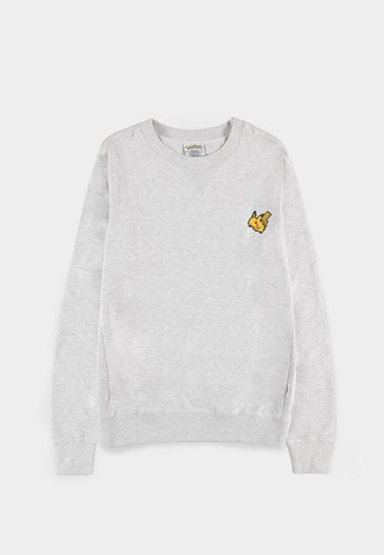 Felpa Girocollo Unisex Tg. 2XL. Pokemon: Pixel Pika Crewneck Grey