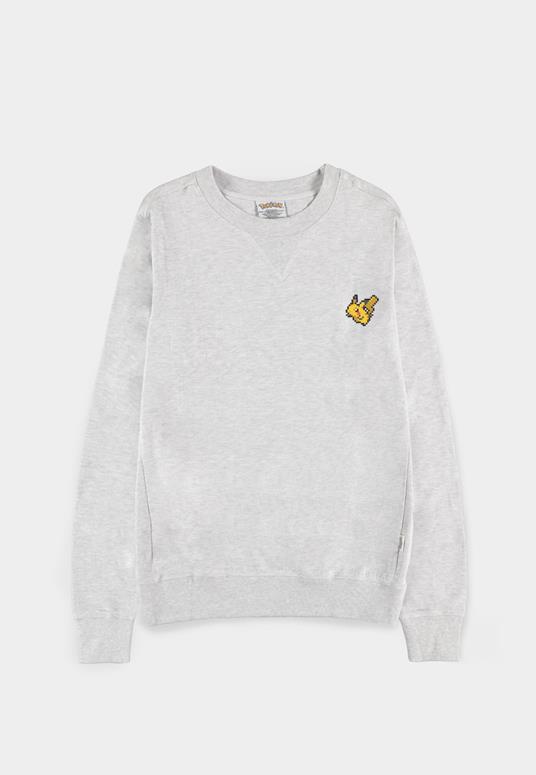 Felpa Girocollo Unisex Tg. 2XL. Pokemon: Pixel Pika Crewneck Grey