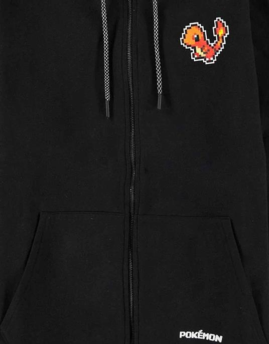 Felpa Con Cappuccio Unisex Tg. M. Pokemon: Charmander Zipper Black - 3