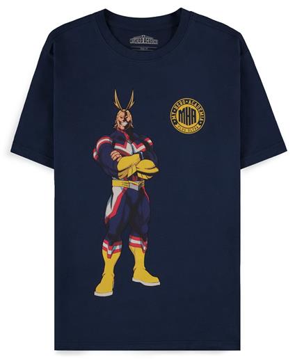 T-Shirt Unisex Tg. L My Hero Academia: Navy All Might Quote Blue