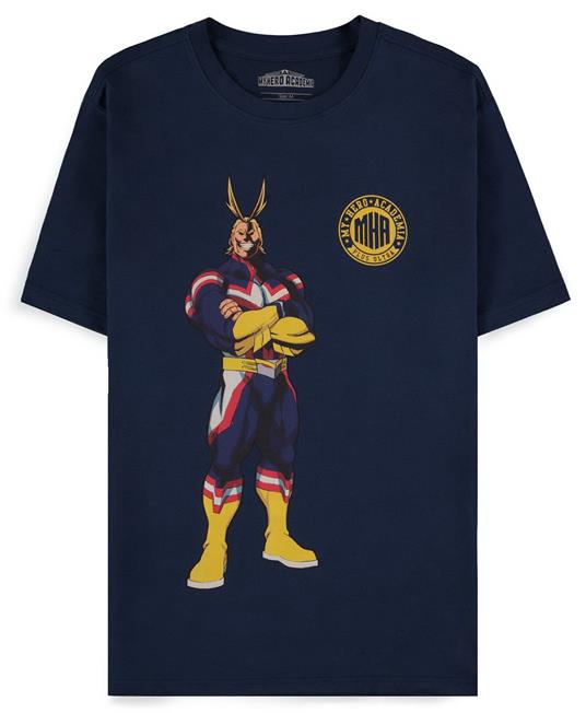 T-Shirt Unisex Tg. L My Hero Academia: Navy All Might Quote Blue