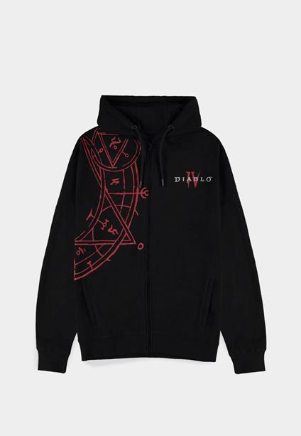 Felpa Con Cappuccio Unisex Tg. M Diablo Iv: Liliths'' Sigil Zipper - Black