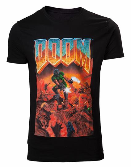 T-Shirt Unisex Doom. Classic Boxart Crewneck Black