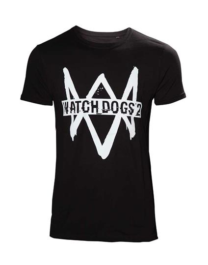 T-Shirt Unisex Tg. L Watch Dogs 2. Black With Large Logo Written