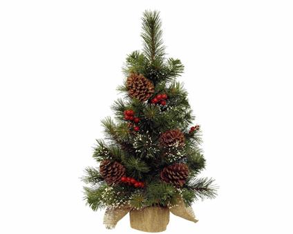 Pinetto 30x45 Cm Con Pigne E Bacche Rosse Albero Di Natale