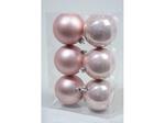 6 Palline 8Cm Rosa Baby Opaco/Lucido Natale Addobbi Decoro Albero