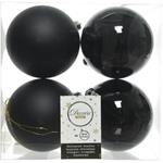 4 Palline Di Natale 10 Cm Color Nero Opaco/lucido Addobbi Decoro Albero