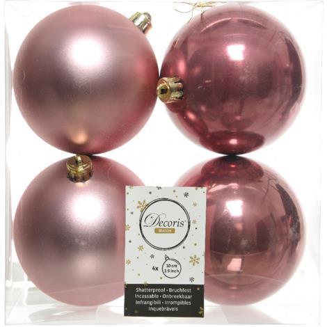 4 Palline Di Natale 10 Cm Color Rosa Velluto Opaco/lucido Addobbi Decoro Albero