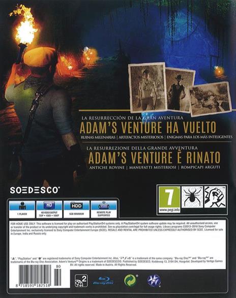 Adam's Venture: Origins, videogioco Basic Inglese - PS4 - 3