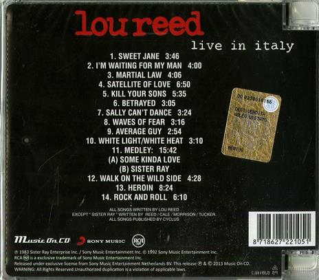 Live in Italy - CD Audio di Lou Reed - 2
