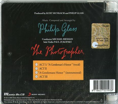Photographer - CD Audio di Philip Glass - 2