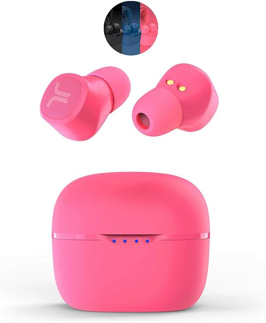 Auricolari True Wireless WeSC, Cuffie Bluetooth con Custodia di Ricarica  con LED, 20 ore di Riproduzione, Controlli Touch, Resistenti all'Acqua IPX6  - Rosa Fluo - WESC - TV e Home Cinema, Audio