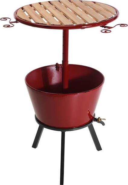 Tavolino+bar Con Rubinetto 66x111 Cm Rosso Accessori Party Giardino Esterno