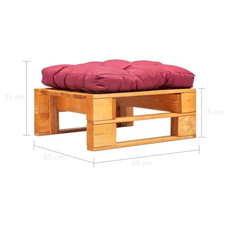 vidaXL Divano da Giardino a Pallet e Cuscino Rosso Legno Marrone Miele - 3