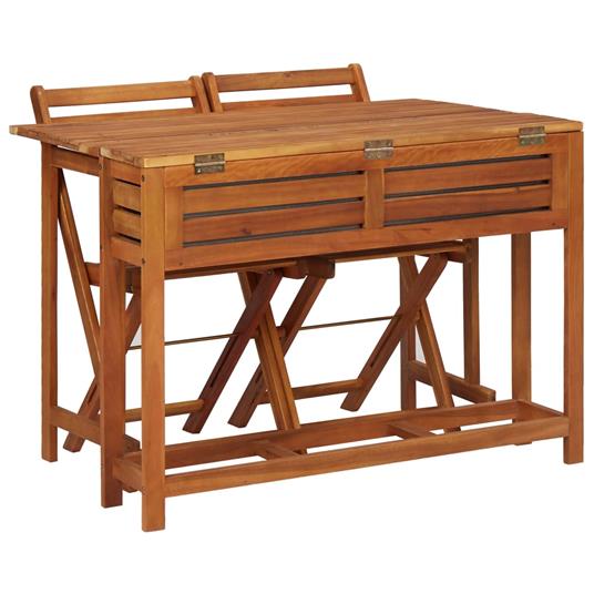 vidaXL Tavolo da Giardino con Fioriera e 2 Sedie Bistrot Legno Acacia - 6