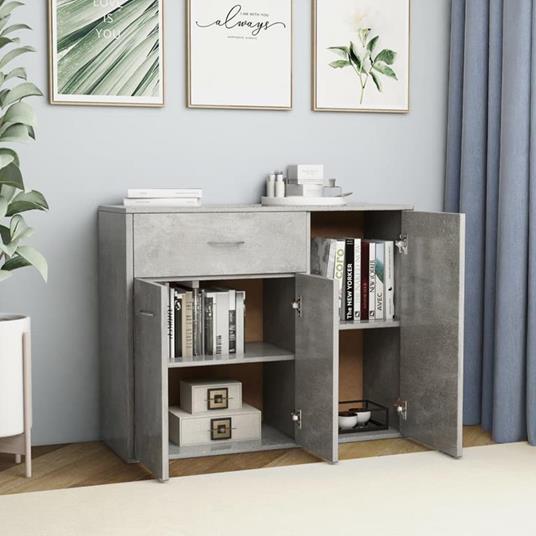 vidaXL Credenza Grigio Cemento 88x30x70 cm in Truciolato vidaXL