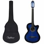 vidaXL Set Chitarra Western 12 pz con Equalizzatore e 6 Corde Blu