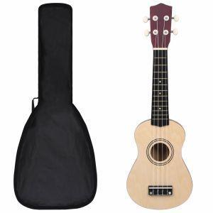 vidaXL Set Ukulele Soprano con Borsa per Bambini Legno Chiaro 21