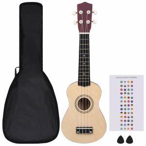 vidaXL Set Ukulele Soprano con Borsa per Bambini Legno Chiaro 21 - 2