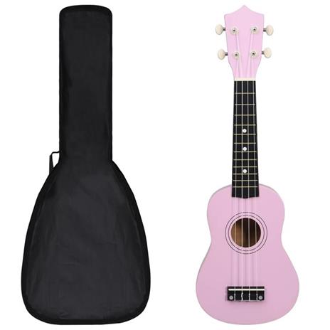 vidaXL Set Ukulele Soprano con Borsa per Bambini Rosa 21