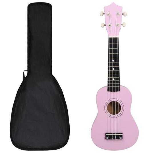 vidaXL Set Ukulele Soprano con Borsa per Bambini Rosa 21