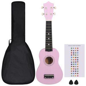 vidaXL Set Ukulele Soprano con Borsa per Bambini Rosa 21 - 2