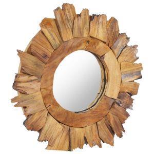 vidaXL Specchio da Parete 40 cm in Legno di Teak Rotondo - 2