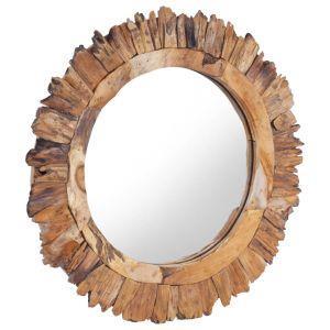 vidaXL Specchio da Parete 60 cm in Legno di Teak Rotondo - 2