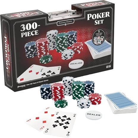 Goliath - CASSETTA DA POKER : SET 300 CHIPS - Cassetta in alluminio completa di gioco di carte, 300 fiches da poker e 5 dadi