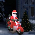 vidaXL Babbo Natale Gonfiabile sulla Moto LED IP44 160 cm