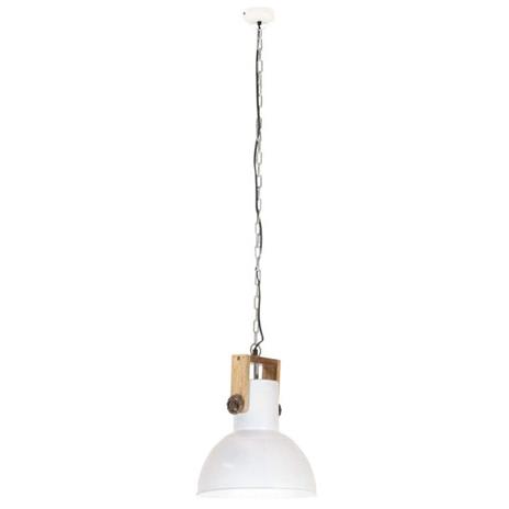 vidaXL Lampada Soffitto Industriale 25 W Bianca Rotonda in Mango 32cm - 7