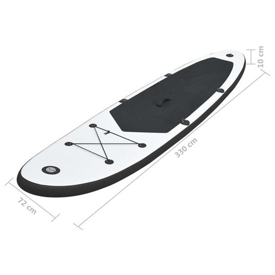 vidaXL Set Tavola Gonfiabile da SUP Nero e Bianco - 6