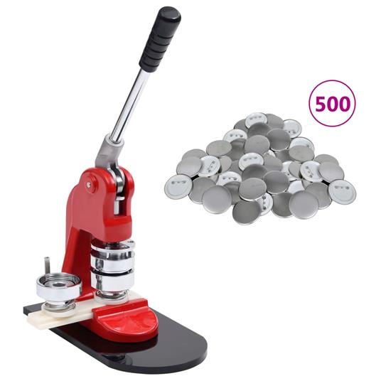 vidaXL Macchina per Badge con 500 pz Parti Bottoni 25 mm