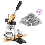 vidaXL Macchina per Badge con 500 Set a Spilla 58 mm Punzone Rotativo