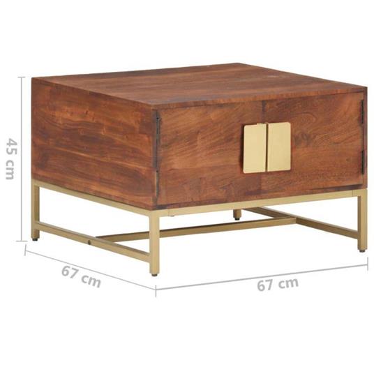 vidaXL Tavolino da Caffè Marrone Miele 67x67x45 cm in Massello Acacia - 6