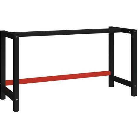 vidaXL Telaio per Banco da Lavoro in Metallo 150x57x79 cm Nero e Rosso