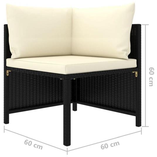 vidaXL Set Divani da Giardino 4 pz con Cuscini in Polyrattan Nero - 6