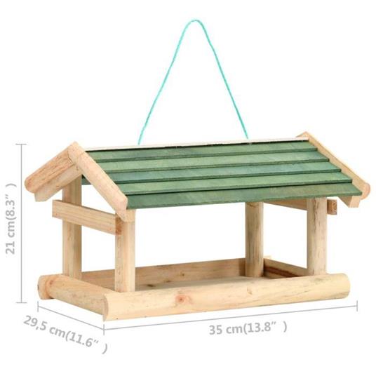 vidaXL Mangiatoia per Uccelli in Legno Massello 35x29,5x21cm - 3