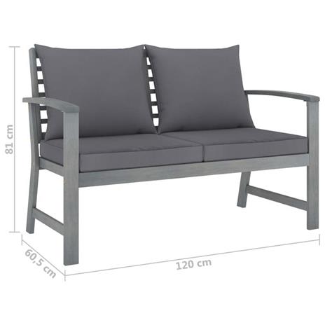 vidaXL Set Divani da Giardino 3 pz con Cuscini in Legno Acacia Grigio - 5