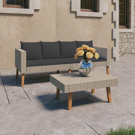 vidaXL Set Divani da Giardino 2 pz con Cuscini in Polyrattan Beige