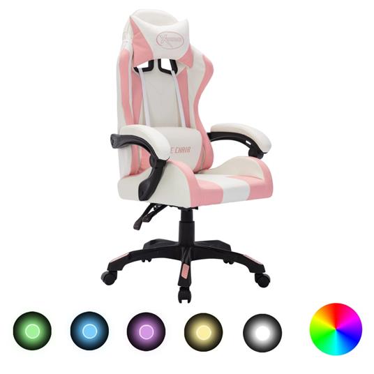 vidaXL Sedia da Gaming con Luci a LED RGB Rosa e Nera in Similpelle -  vidaXL - Idee regalo