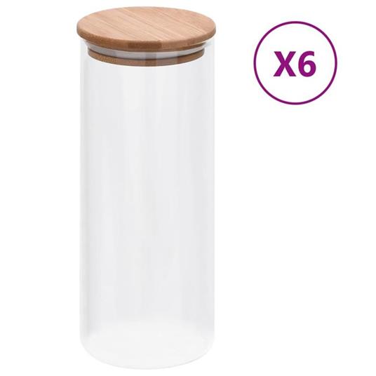 vidaXL Barattoli di Vetro con Coperchio in Bambù 6 pz 1000 ml - vidaXL -  Idee regalo