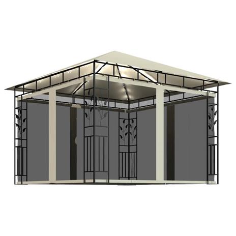 vidaXL Gazebo con Zanzariera e Luci LED 3x3x2,73 m Crema