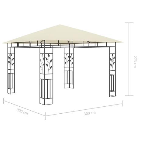 vidaXL Gazebo con Zanzariera e Luci LED 3x3x2,73 m Crema - 2