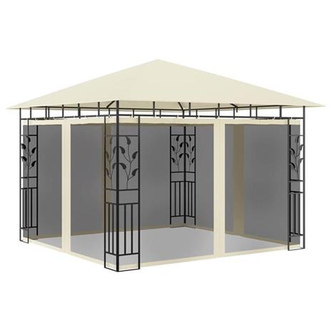 vidaXL Gazebo con Zanzariera e Luci LED 3x3x2,73 m Crema - 3