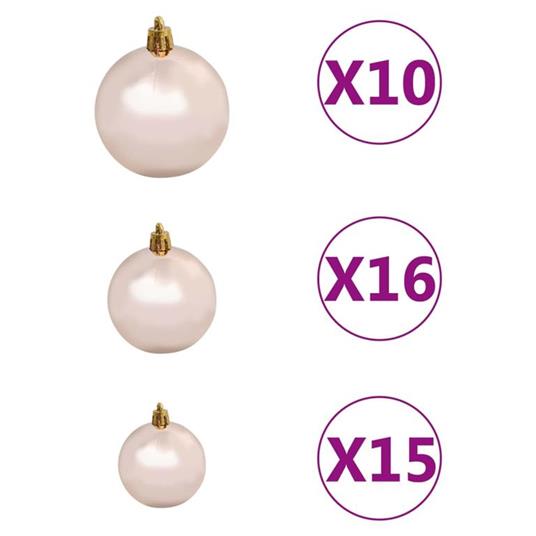 vidaXL Set con 120 Palline di Natale Punta e 300 Luci LED Oro Rosato - 2