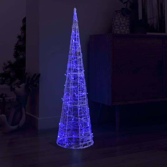 vidaXL Piramide Decorativa Cono di Luce LED Acrilico Blu 120 cm - 4