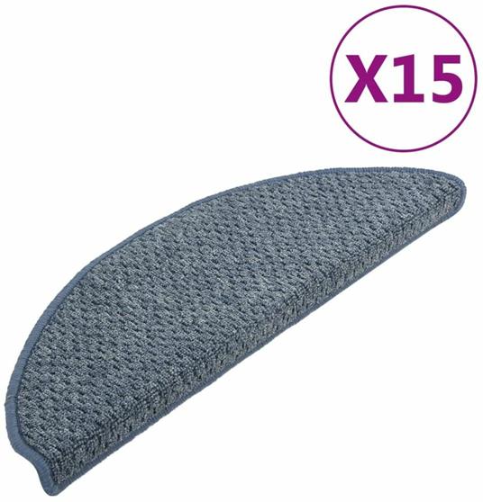 vidaXL Tappetini per Scale 15 pz 65x25 cm Blu 