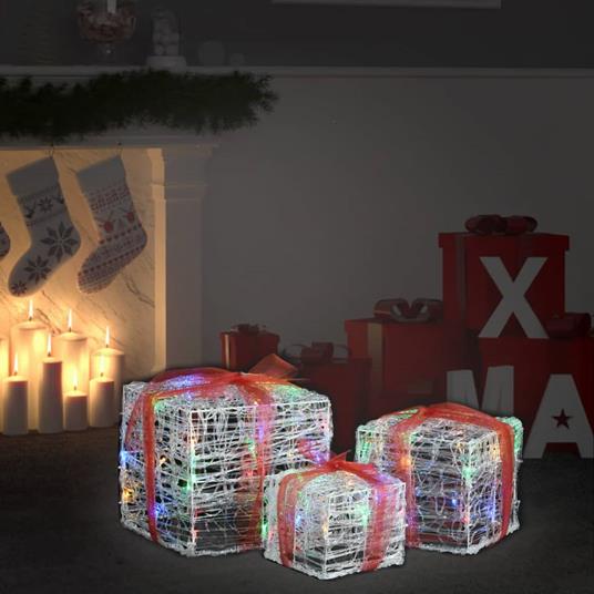 vidaXL Scatole Regalo Decorative Natale in Acrilico 3 pz Colorate - vidaXL  - Idee regalo
