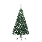 vidaXL Set Albero Natale Artificiale a Metà LED e Palline Verde 240cm